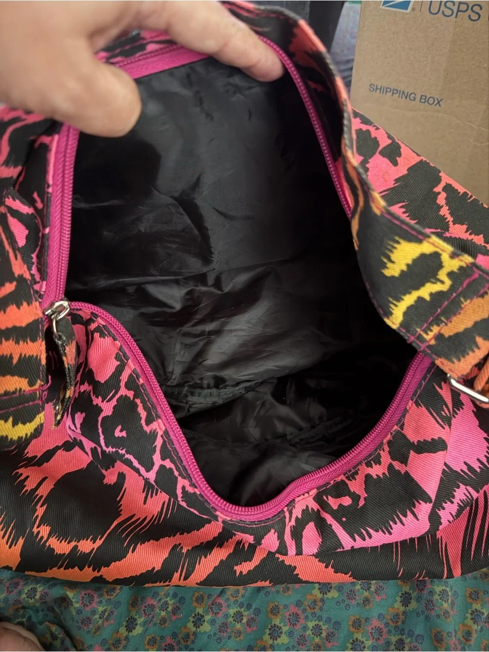 Black Pink Orange Yellow Animal Print Shoulder Bag